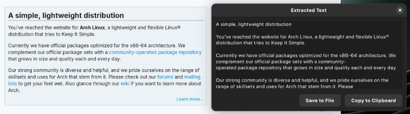 Gnome Screenshot with OCR